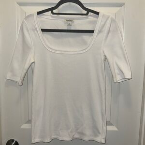 Sundance short sleeve square neck t-shirt. Ribbed. White. EUC. Size XS